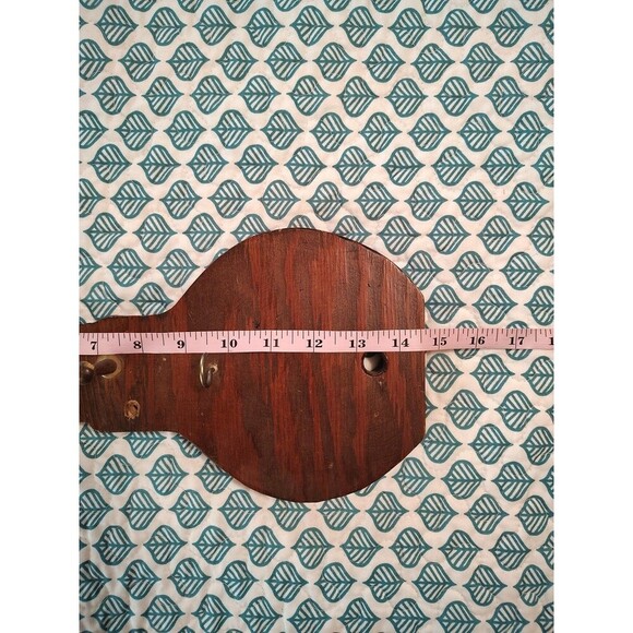 Vintage MCM Brown Wood Key Shaped Key Ring Hook Holder  Pegs 14.5 x 6.25" - Picture 11 of 12